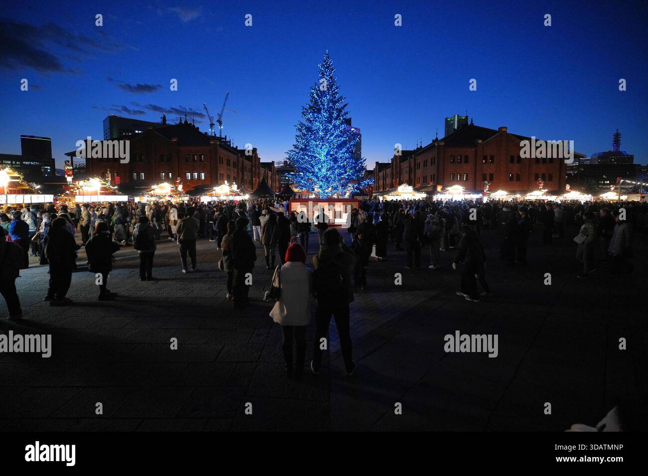 People visit the Christmas Market at Yokohama Red Brick Warehouse ...