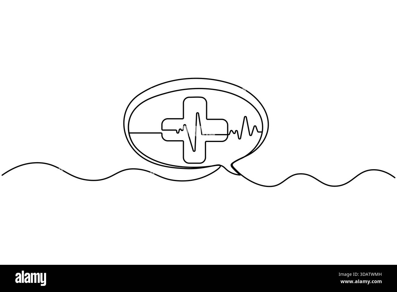 Medical shield continuous one line drawing minimalist white background ...