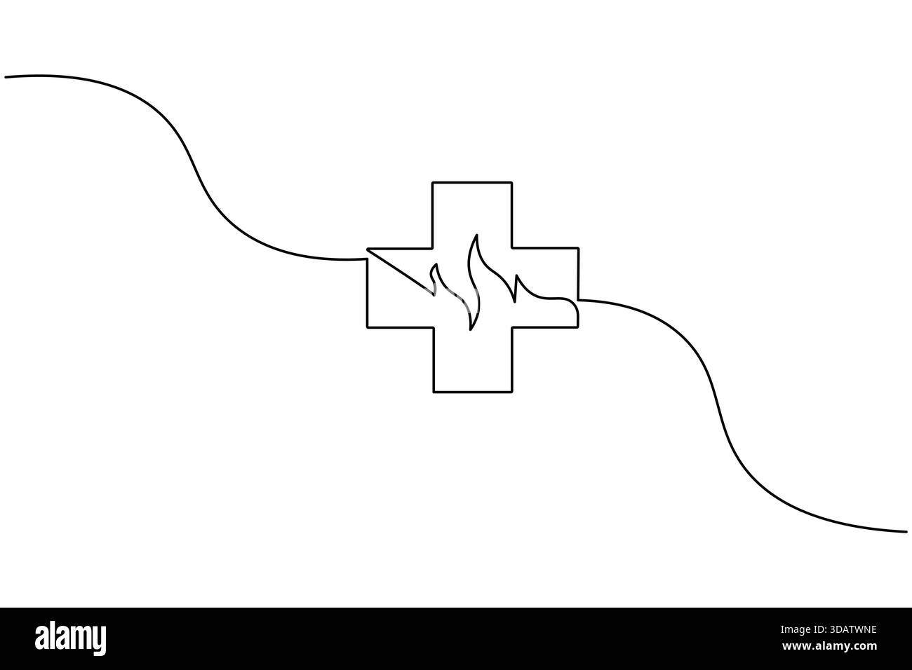 Medical shield continuous one line drawing minimalist white background ...