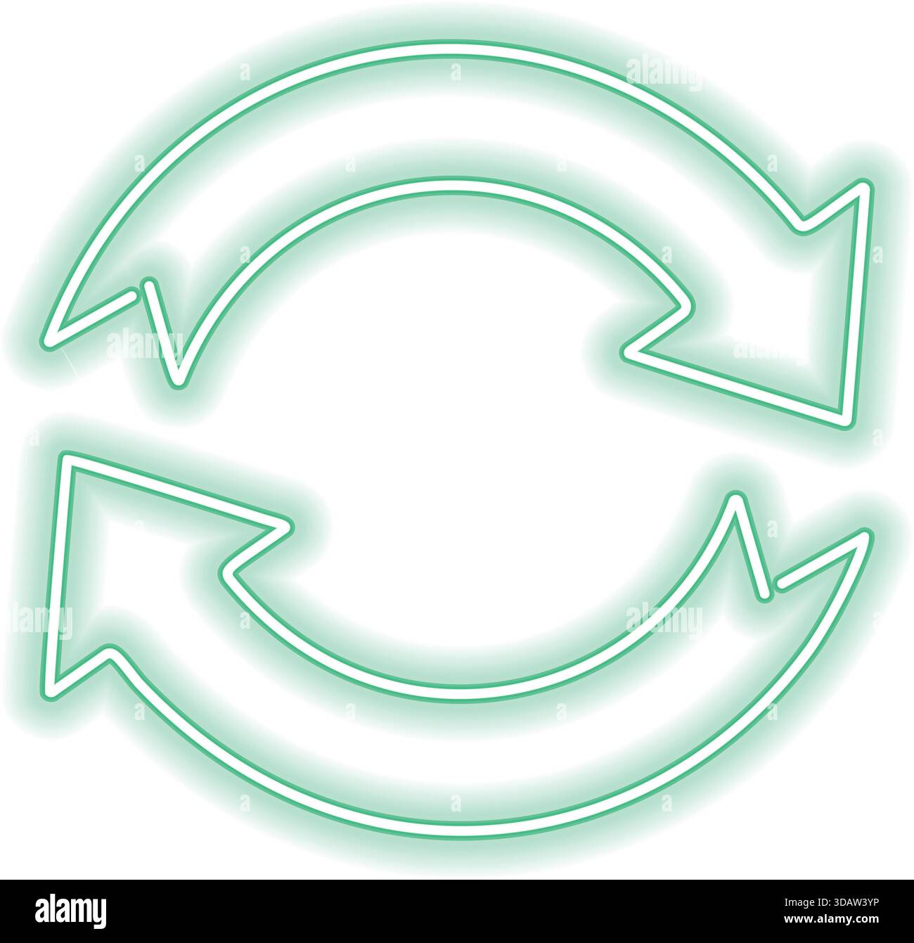 A neon green circle with two arrows pointing in opposite directions ...