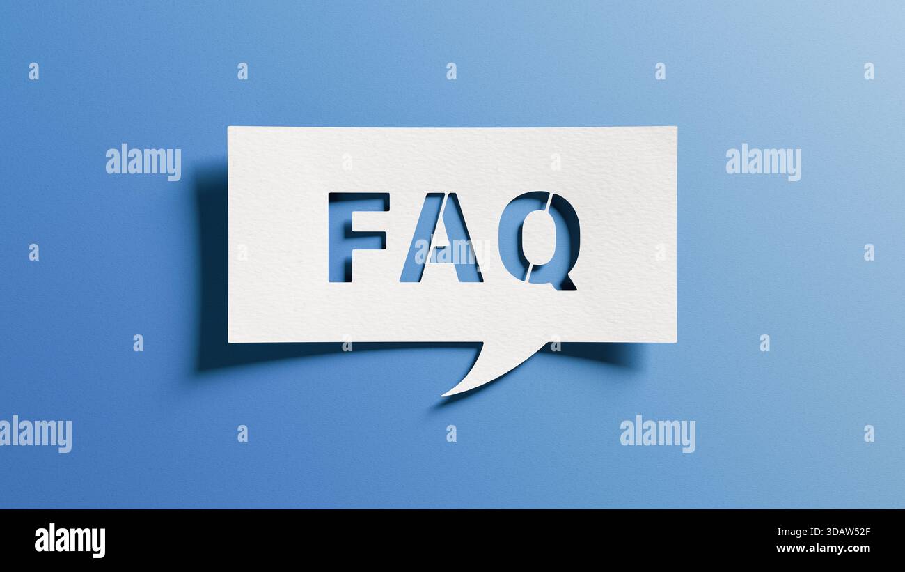 FAQ message for card, presentation, business. Frequently Asked Questions. Asking questions, providing information and answers. Minimalist abstract des Stock Photo