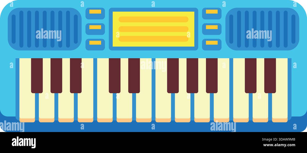 A blue and yellow keyboard with a yellow screen Stock Vector