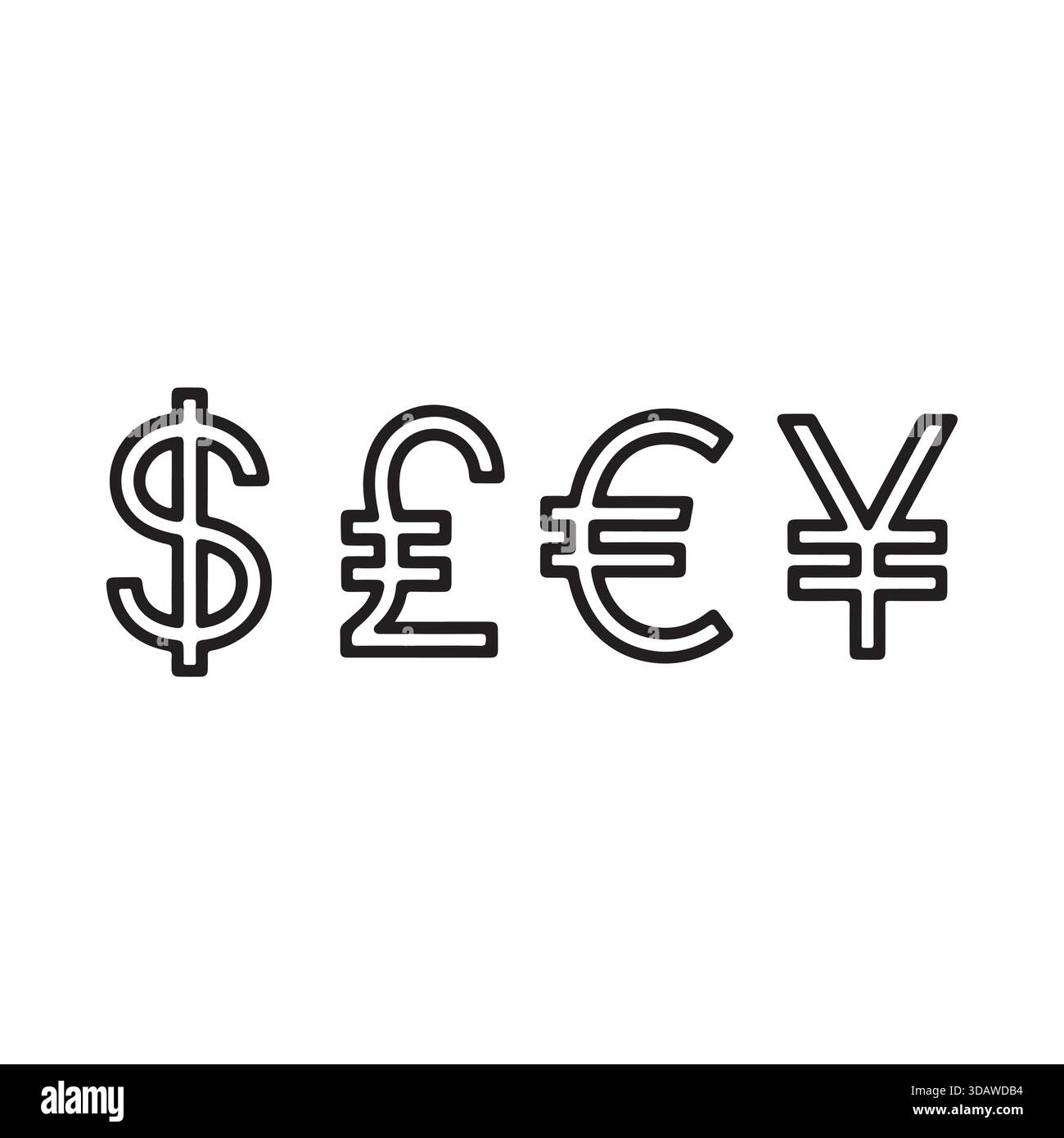Four major world currency symbols in black and white Stock Vector Image ...