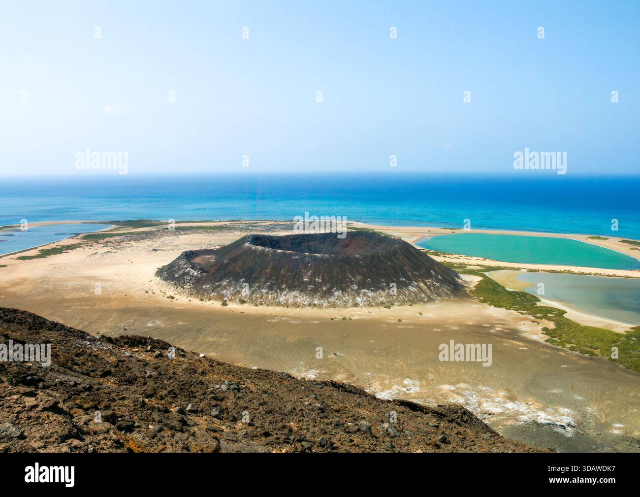 Saba Volcano Volcano and lagoon, Al Zubair Archipelago, Island of Saba, Yemen Stock ...