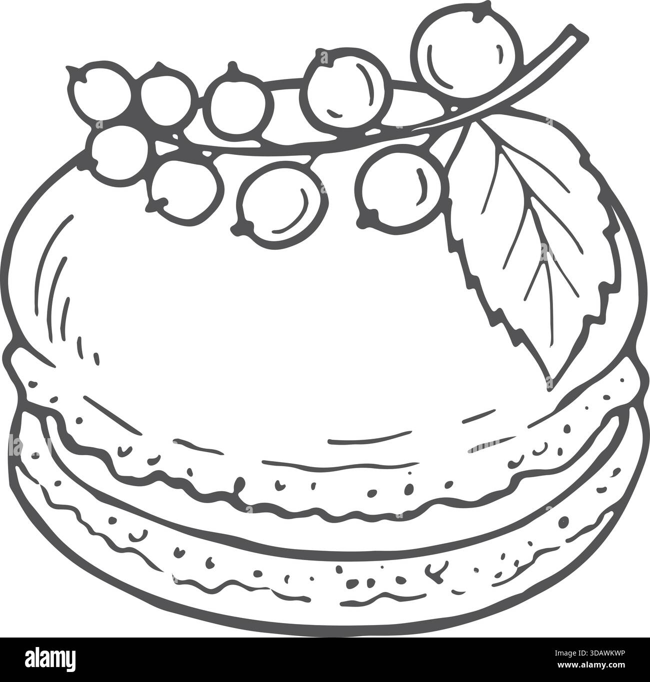 A cake with berries and a leaf on top Stock Vector