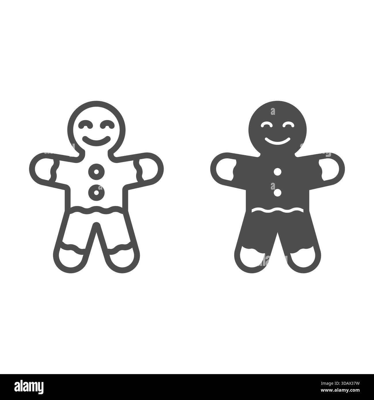 Gingerbread man cookie line and solid icon, sweets pastry concept ...