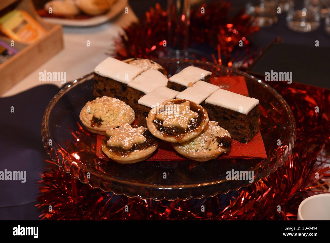 Christmas Mince Pies and Cake Stock Photo