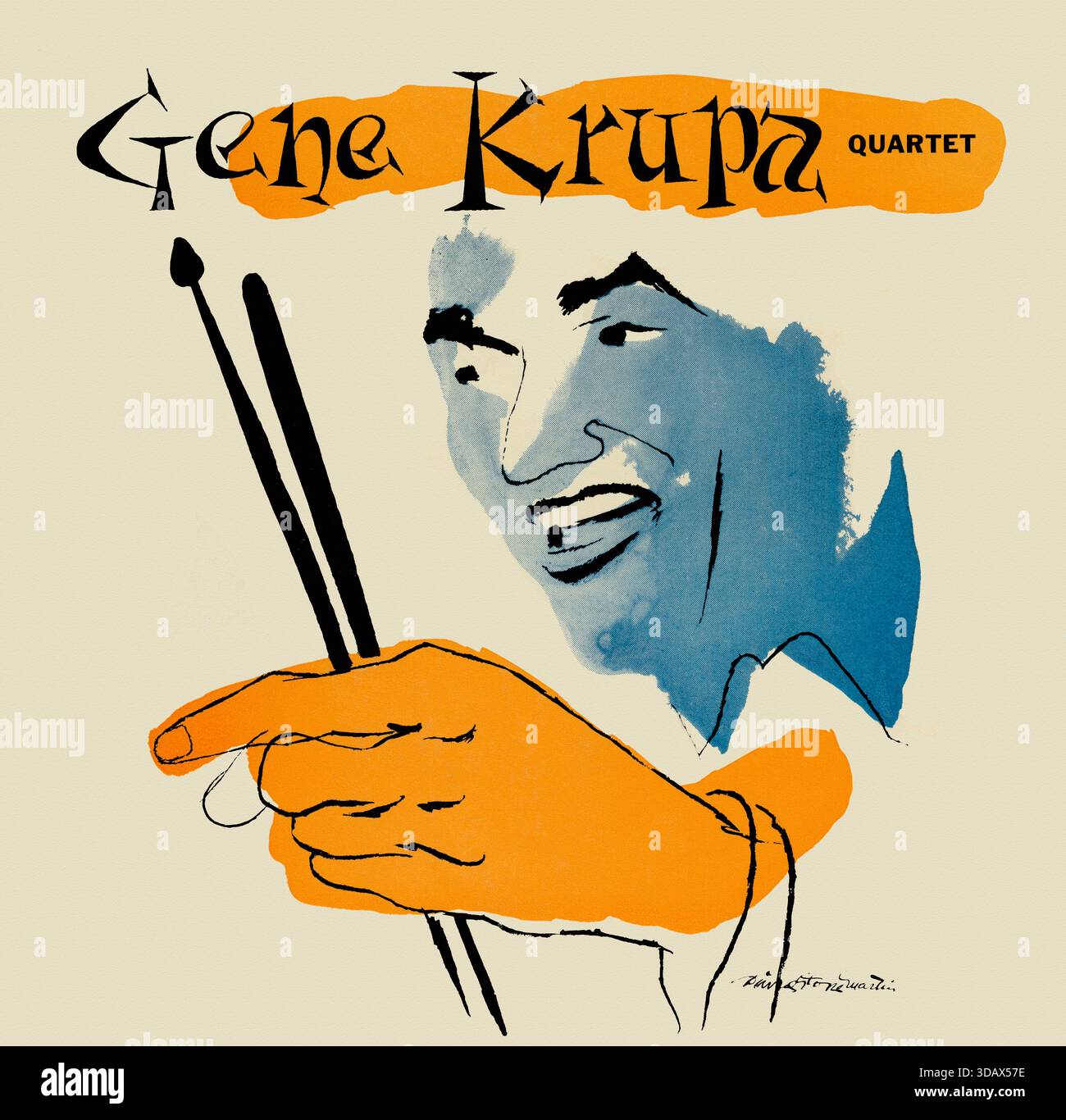 Record album cover art by David Stone Martin (1913-1992) created for Clef records and Gene Krupa (1909-1973) Stock Photo