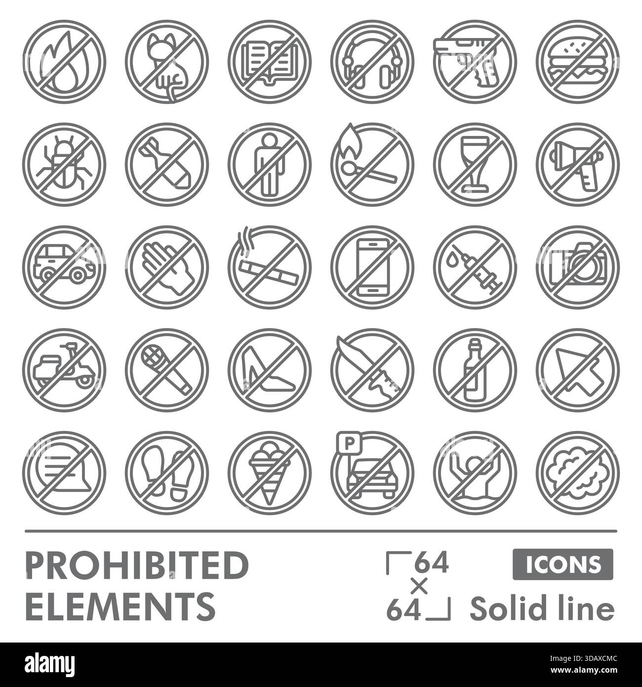 Prohibited signs forbidden round Black and White Stock Photos & Images ...