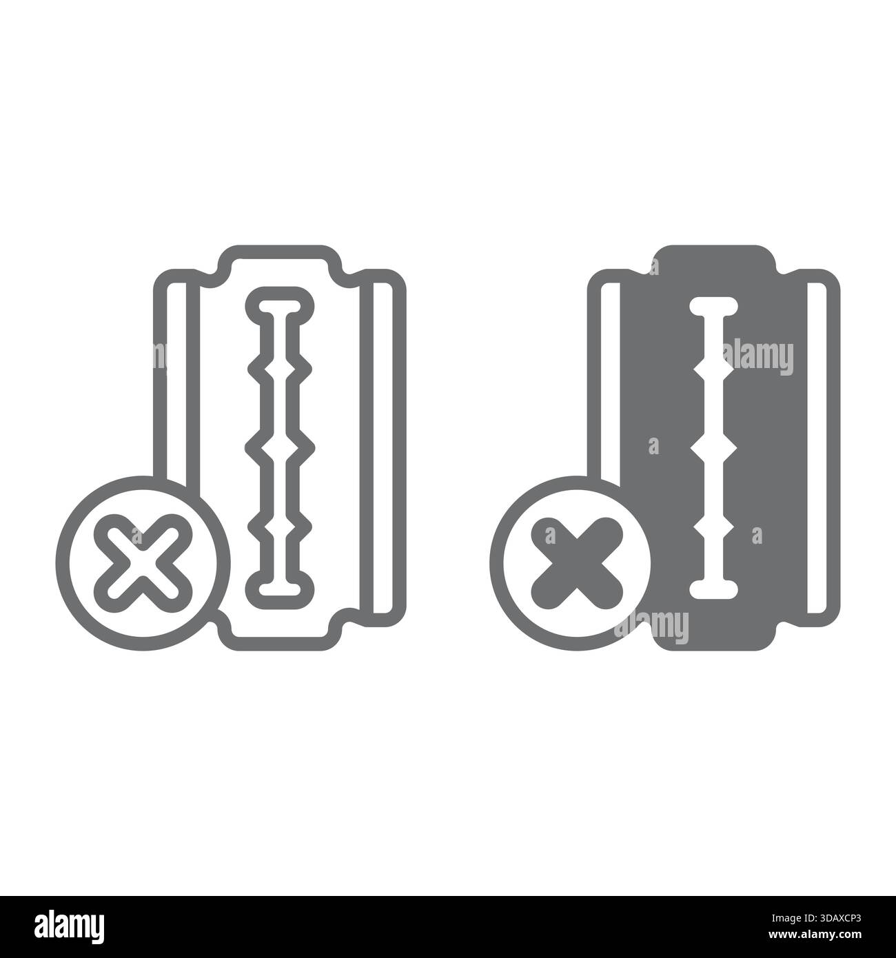 Sharp razor blade ban line and solid icon, prohibited items concept ...