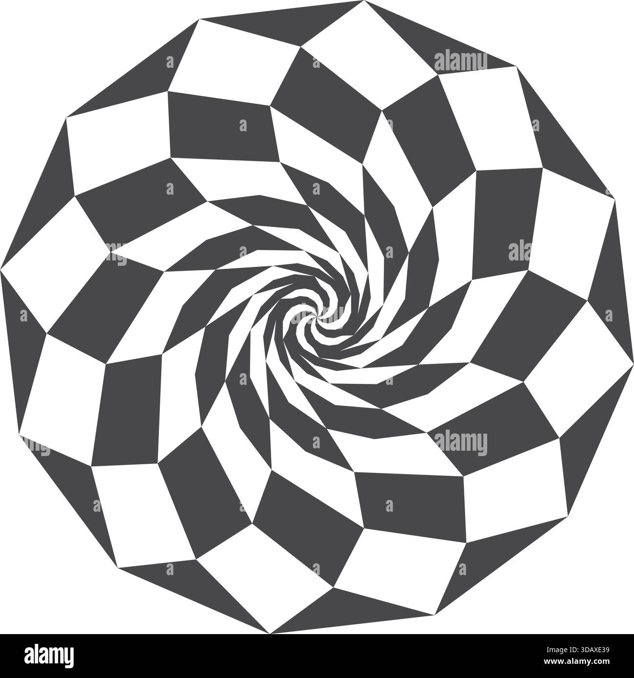 A spiral with black and white squares Stock Vector