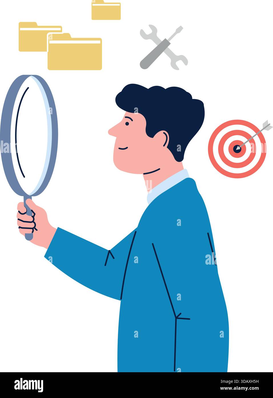 System analytics occupation. Professional strategic man projects Stock Vector