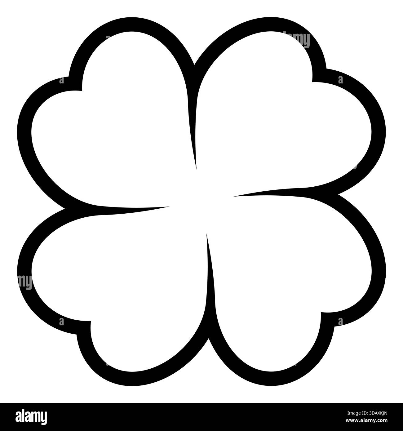 Four-leaf clover symbol line icon shape, illustration of four leaf ...