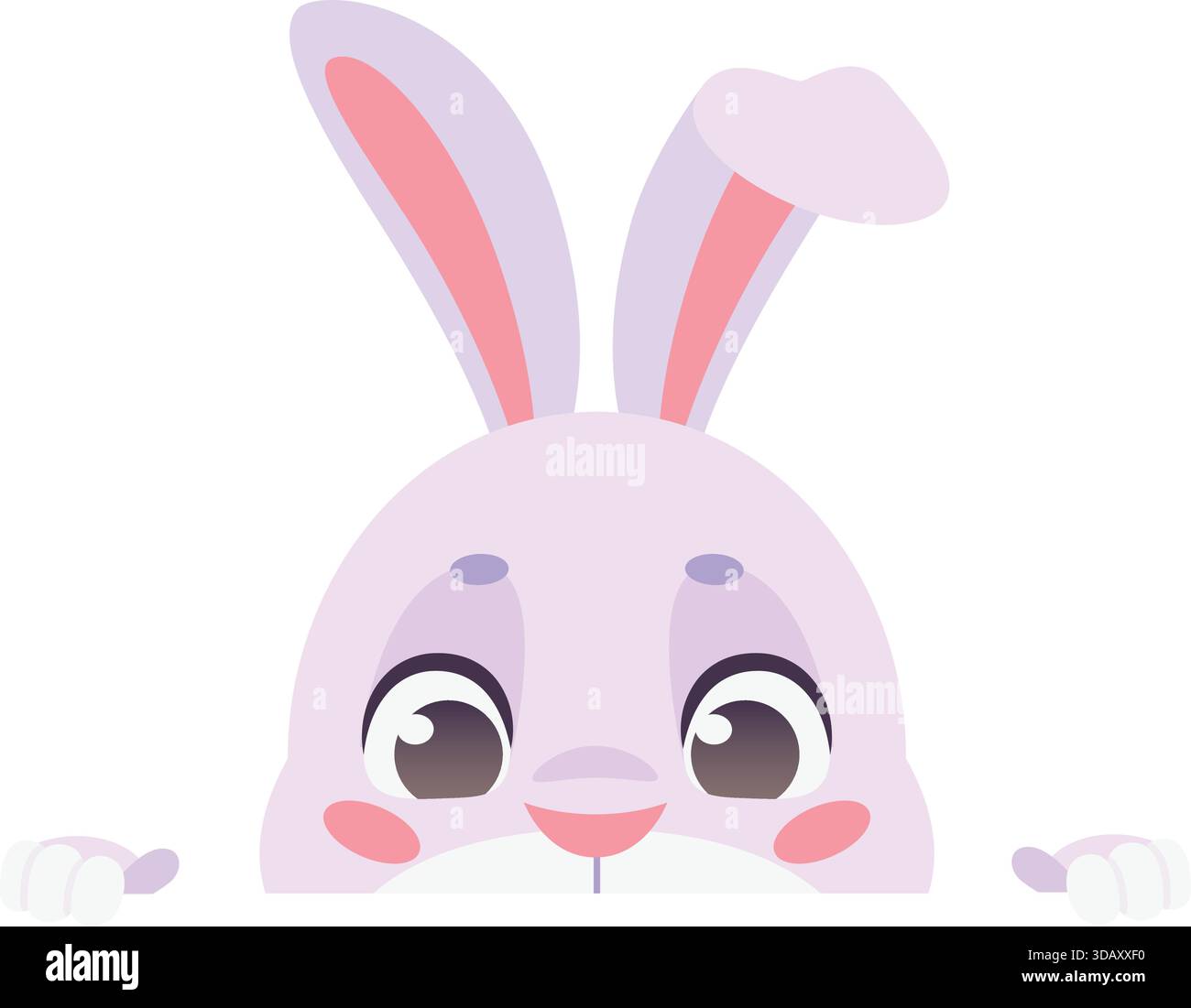 Bunny hiding. Cute white rabbit playing character isolated on white ...