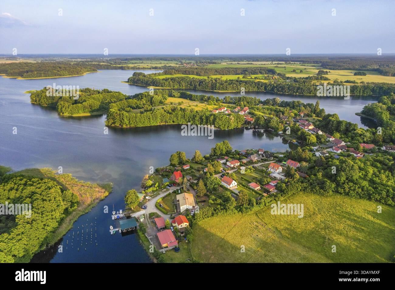 ★値下げ Aerial View - Germany 写真集 Aerial view, drone photo: Carwitz village on Lake Carwitz