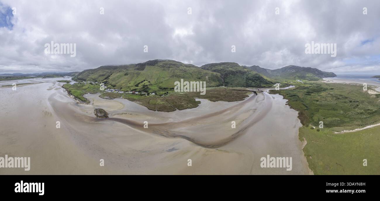 Aerial view of river structures, Inishkeel, County Donegal, Ireland ...
