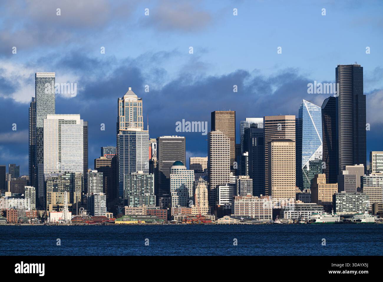 Seattle - December 7, 2025; Heart of Seattle downtown central business district with skyline and waterfront Stock Photo