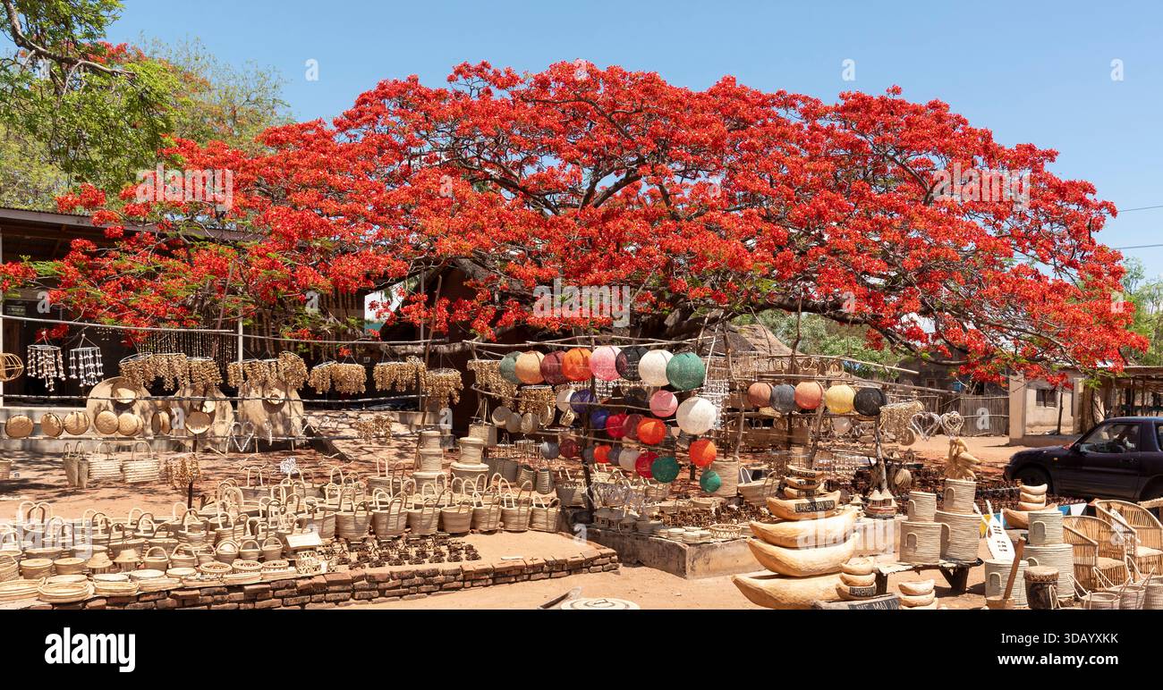 Mangoghi Monkey Island Malawi.  16.11.2025.  Roadside selling handmade products for tourists in the Monkey Island region of southern Malawi Africa. - Stock Image