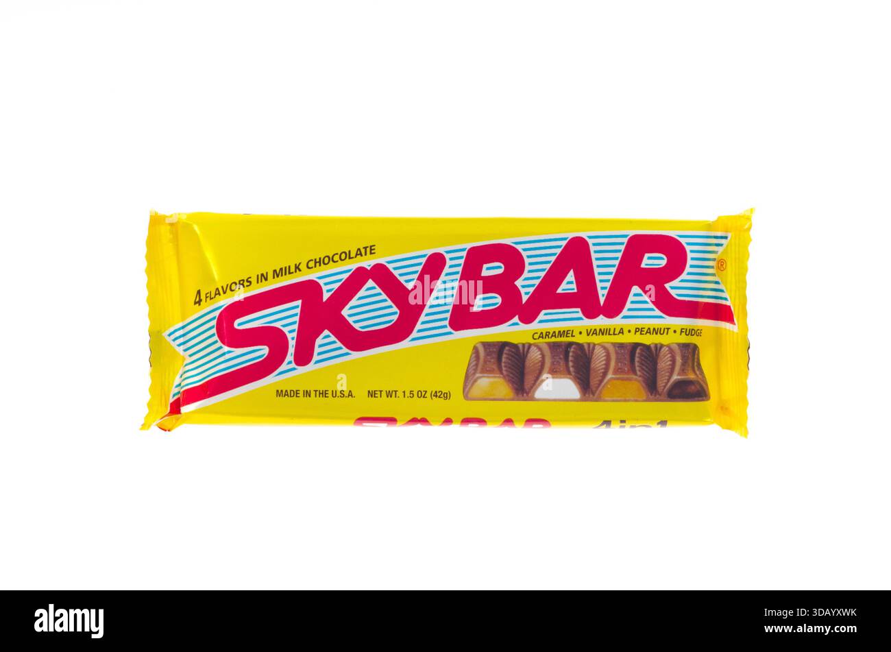 SKYBAR Candy bar in package isolated on white background. Stock Photo