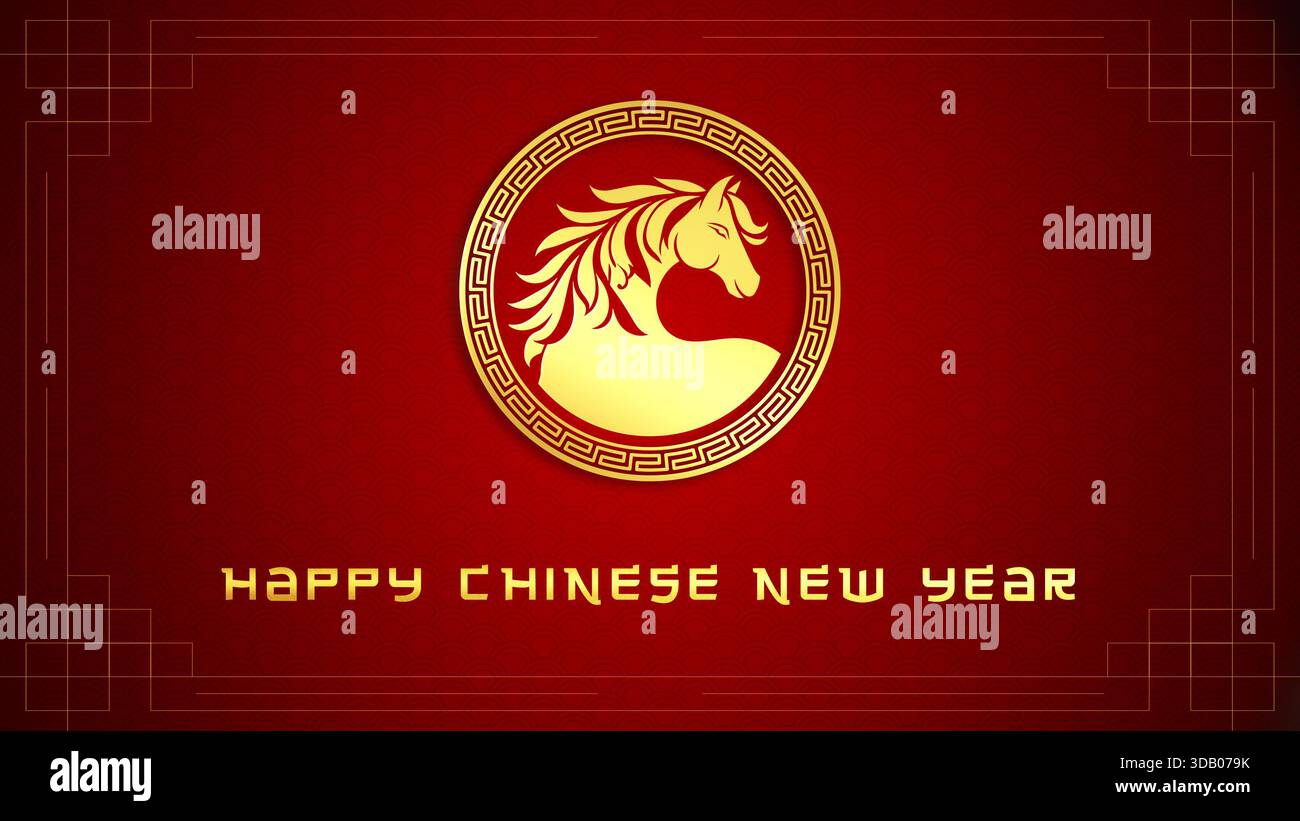 Year of the Horse 2026 for Traditional Red and Gold Chinese New Year ...