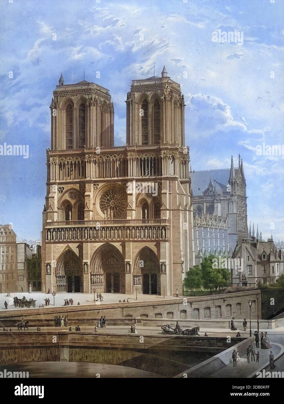 Illustration of the notre dame hi-res stock photography and images