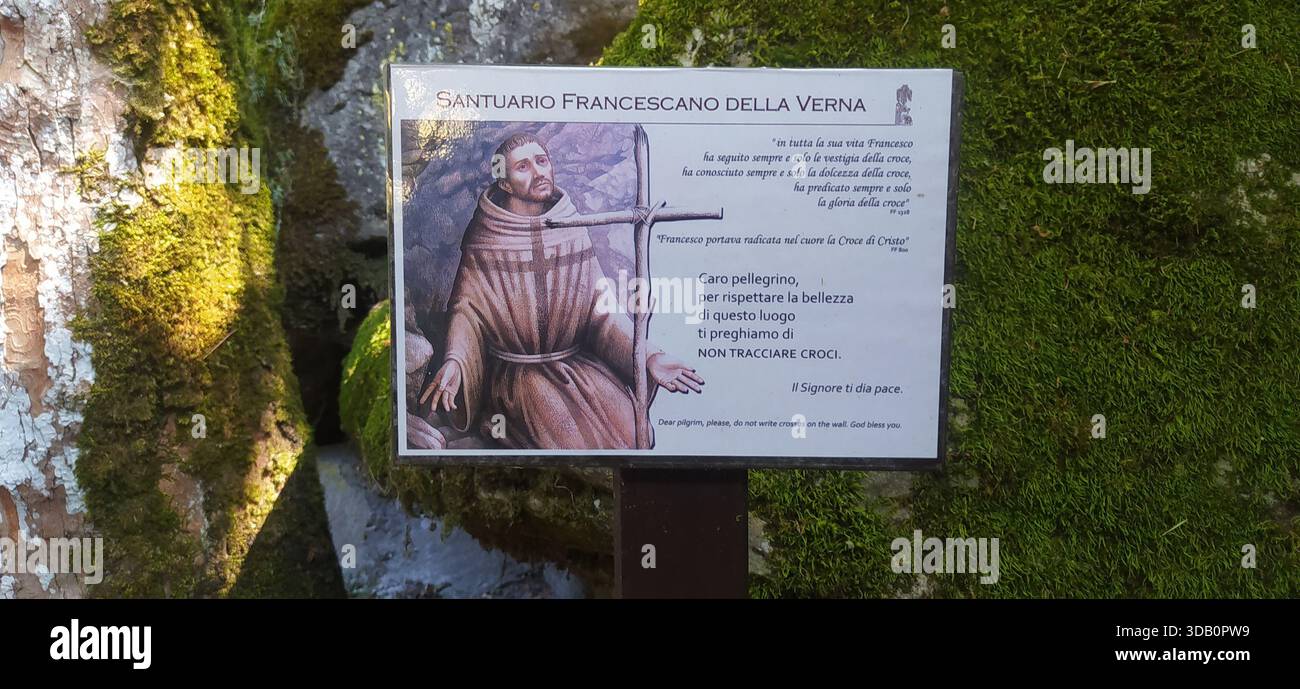 Interior of the Sanctuary of La Verna where Saint Francis of Assisi received the stigmata. - Stock Image