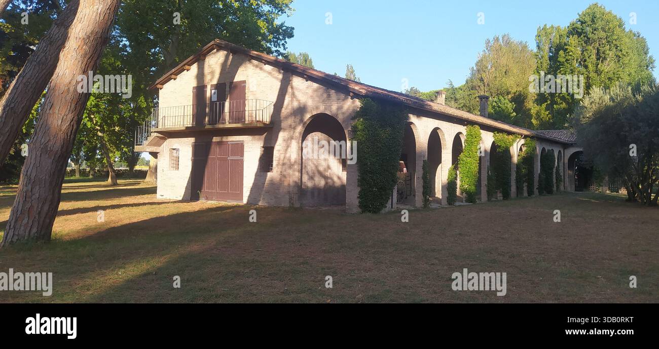 The stables of Benelli Castle, an ancient stately home in the countryside of the Romagna town of Bellaria Igea Marina. - Stock Image