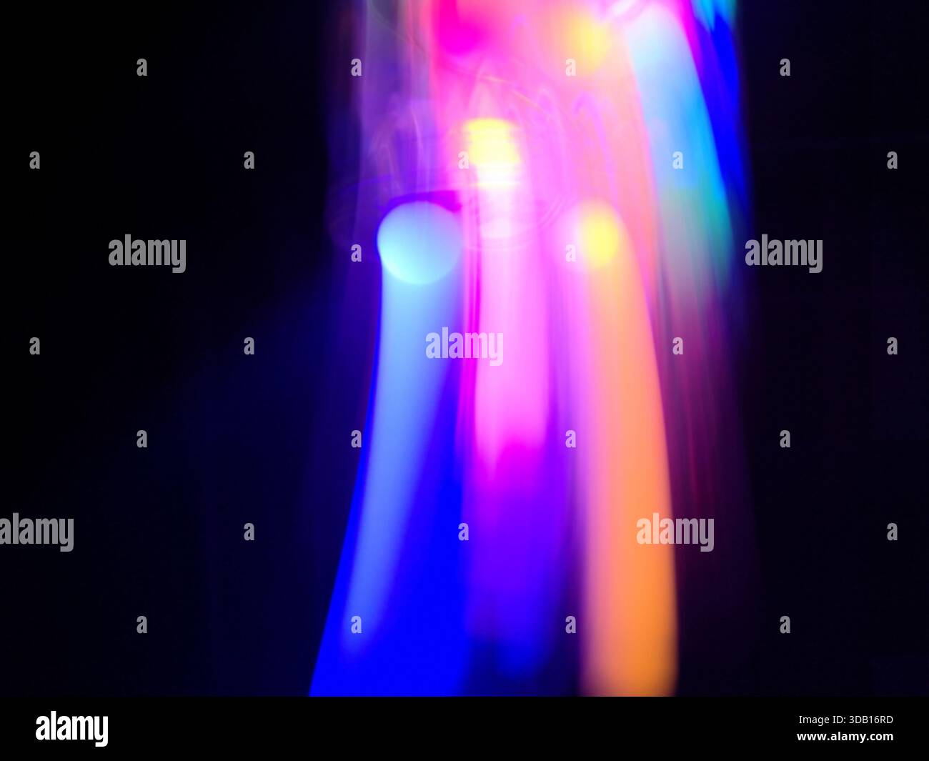 Interstellar intergalactic spaceship interior blurred motion minimalistic background. Spaceship interior bokeh abstract lights texture. Stock Photo