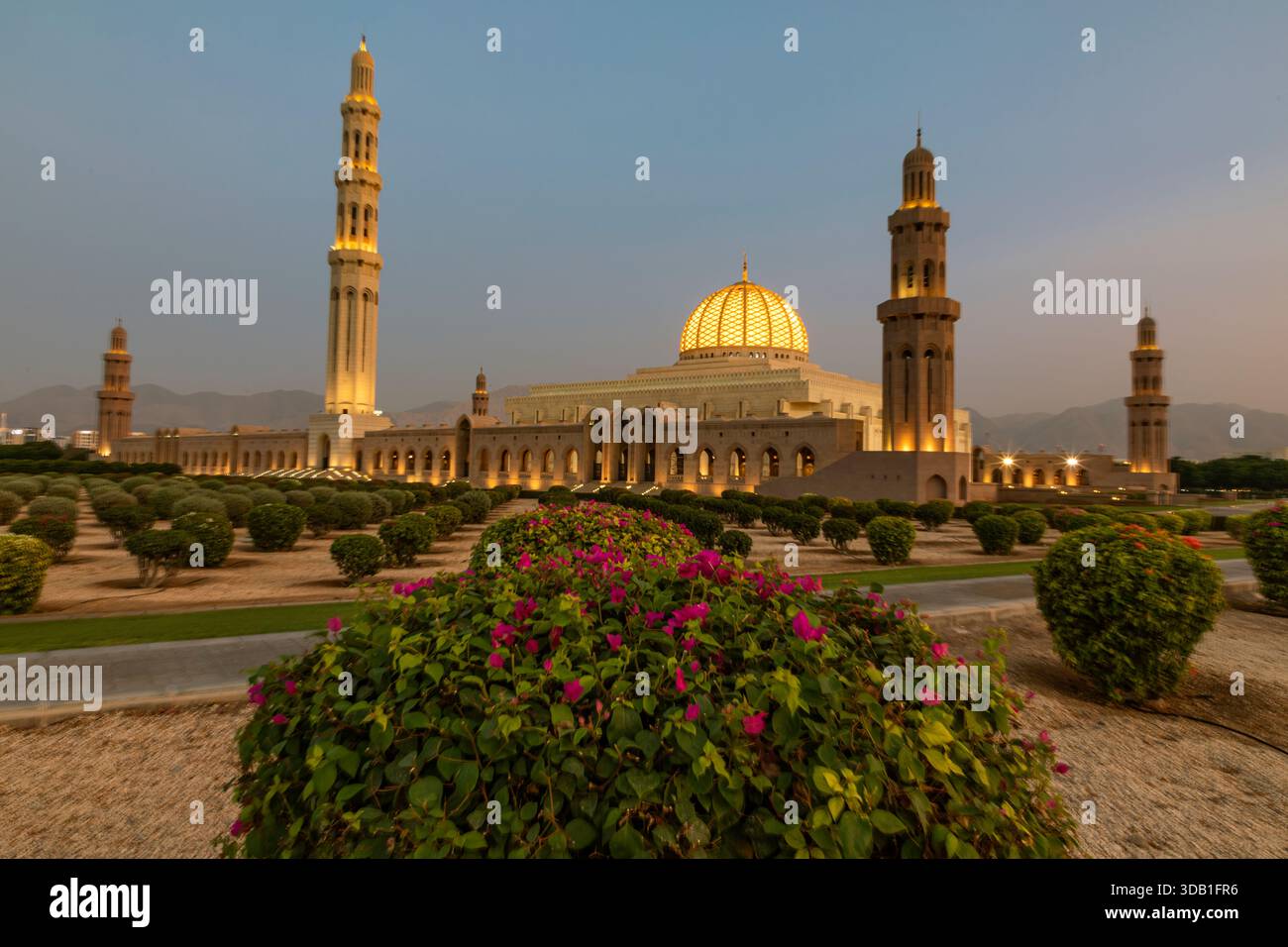 Beautiful view of Sultan Qaboos Grand Mosque in Muscat, one of Oman’s ...