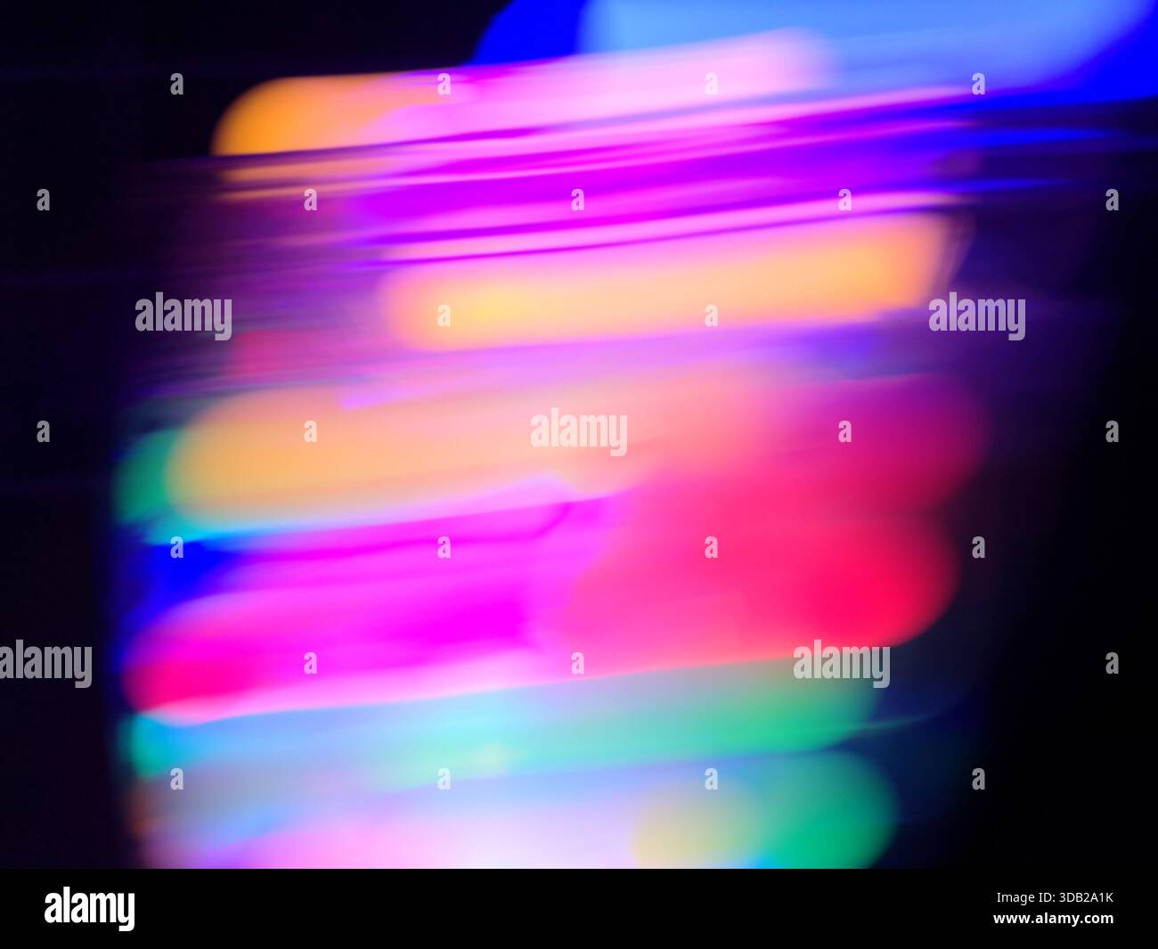 Interstellar intergalactic spaceship interior blurred motion minimalistic background. Spaceship interior bokeh abstract lights texture. Stock Photo