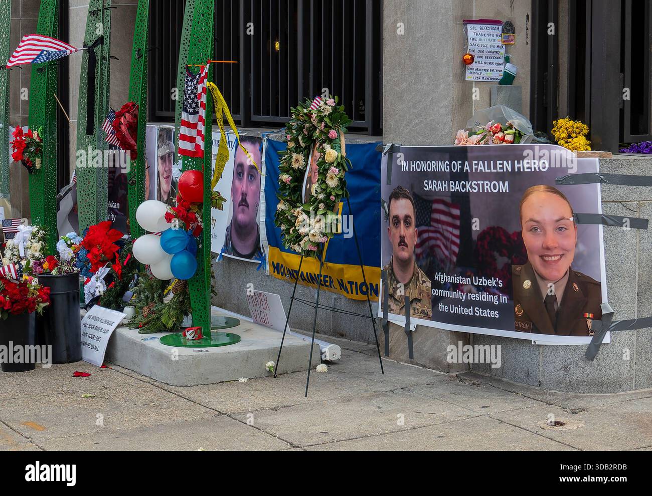 WASHINGTON, DC - DECEMBER 12: A makeshift memorial to the two National ...