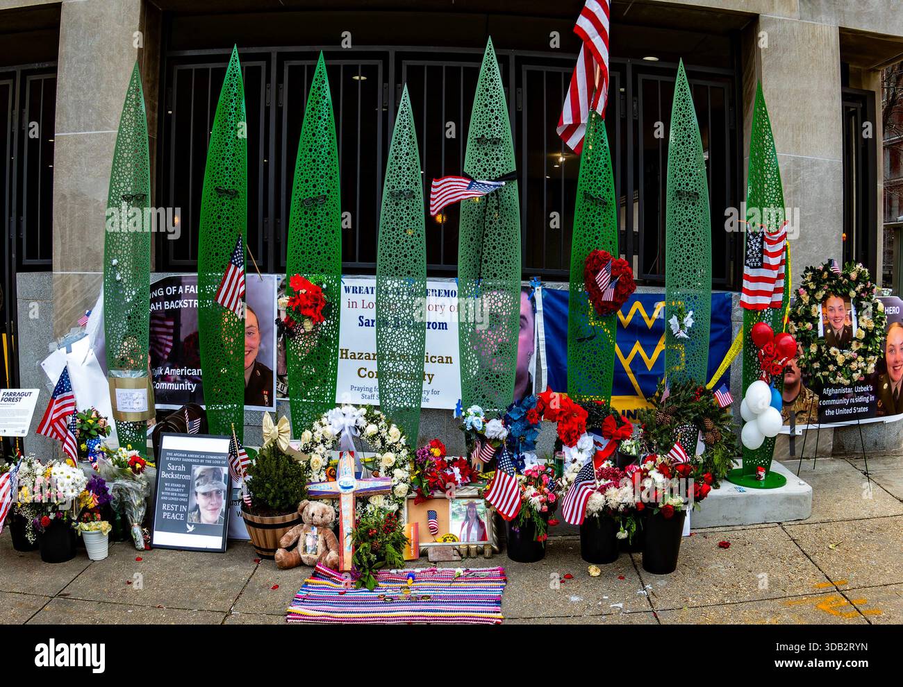 WASHINGTON, DC - DECEMBER 12: A makeshift memorial to the two National ...