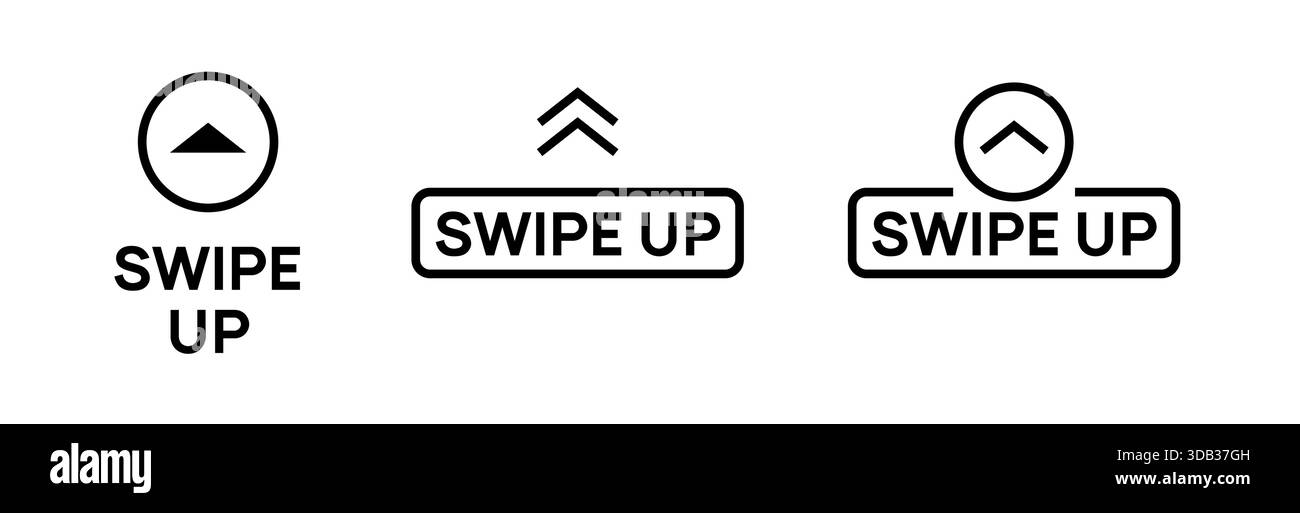 Swipe up arrow vector line icon. Social media story drag button sign ...