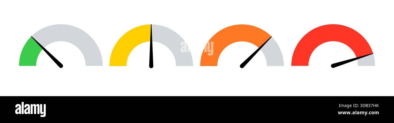 Speedometer icon high score bar scale indicator. Meter dashboard credit ...