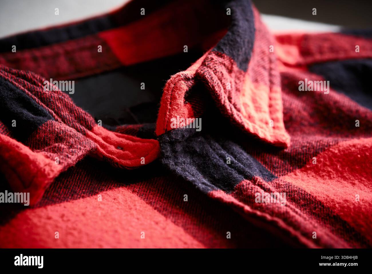 Red Flannel Shirt Close-Up Stock Photo