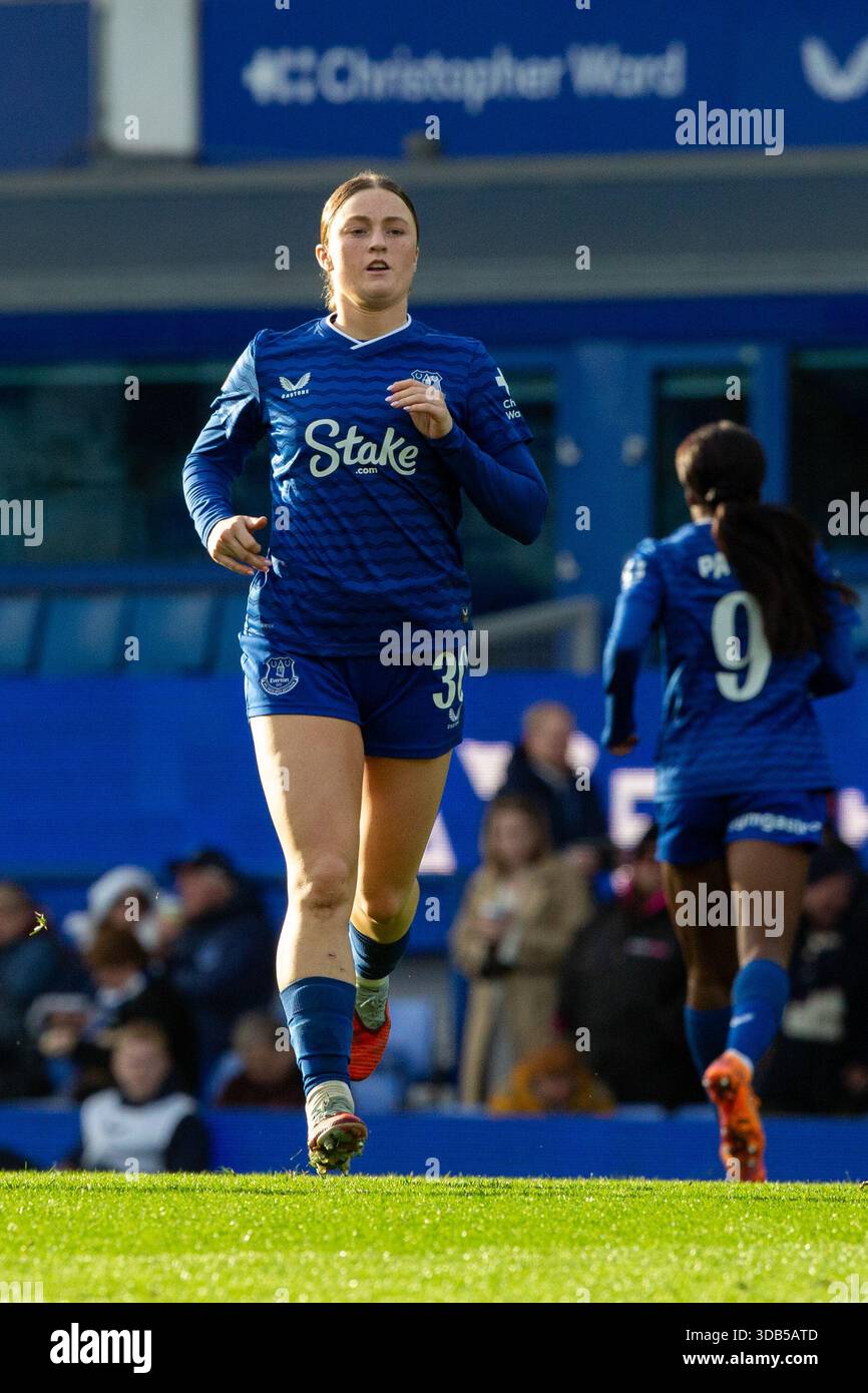 Liverpool, UK. 13th Dec, 2025. Full shot of Ruby Mace (30 Everton) as ...