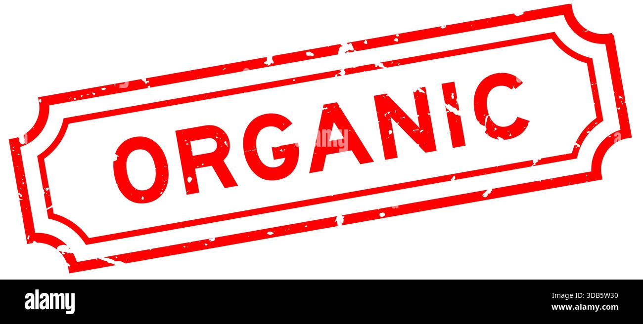 Grunge red organic word rubber seal stamp on white background Stock ...