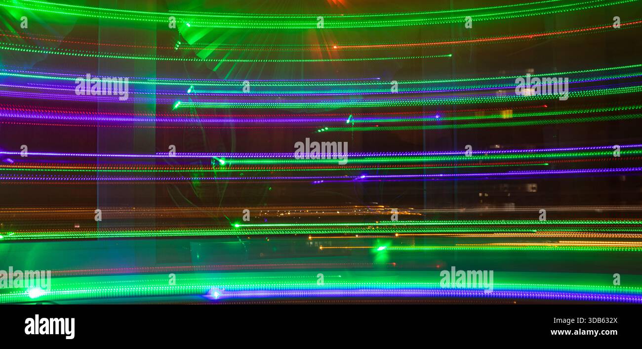 Abstract background where image shows light trails from garlands Stock Photo