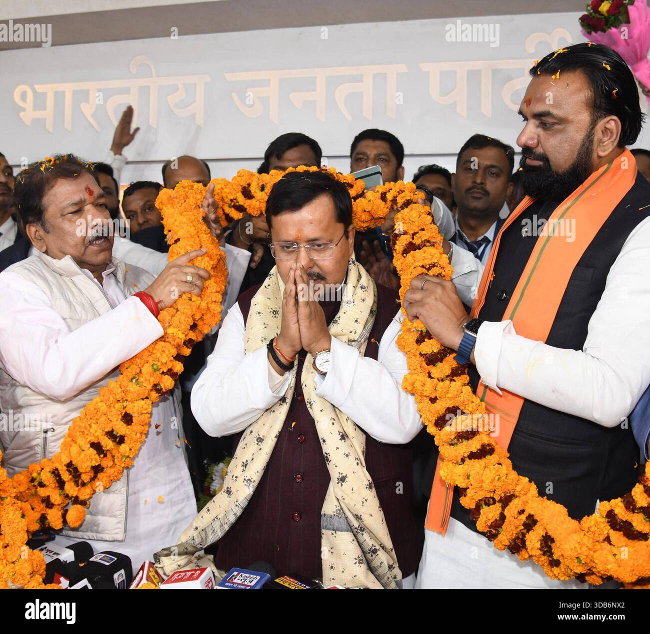PATNA, INDIA - DECEMBER 14: Bihar BJP president Dilip Jaiswal with ...
