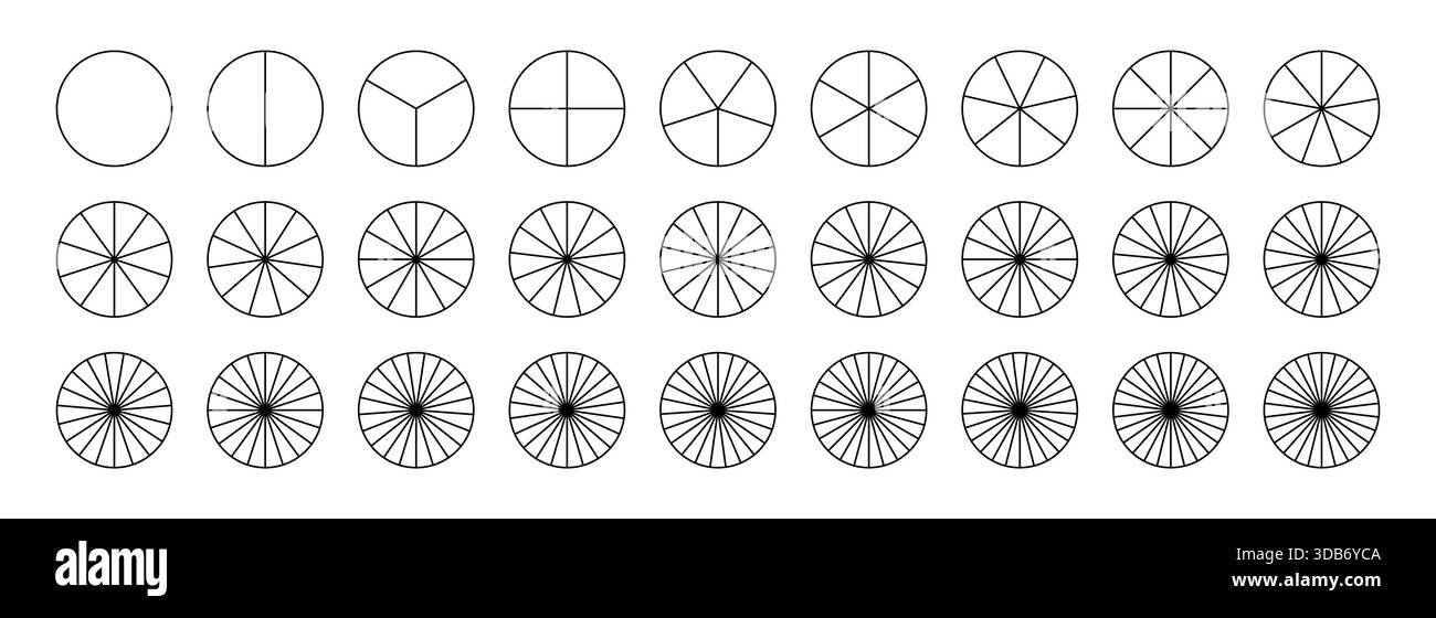 Sectors divide the circle on equal parts. Parts of diagram wheel from 1 ...
