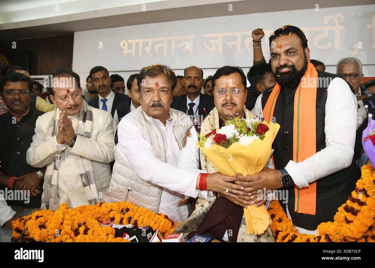 PATNA, INDIA - DECEMBER 14: Bihar BJP president Dilip Jaiswal with ...