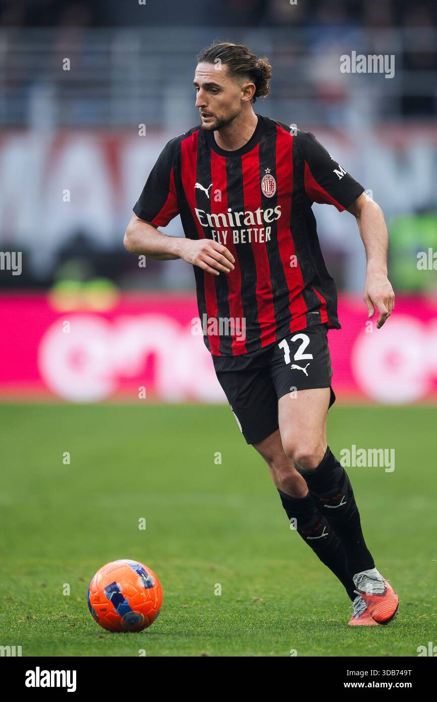 Adrien Rabiot of AC Milan in action during the Serie A football match ...