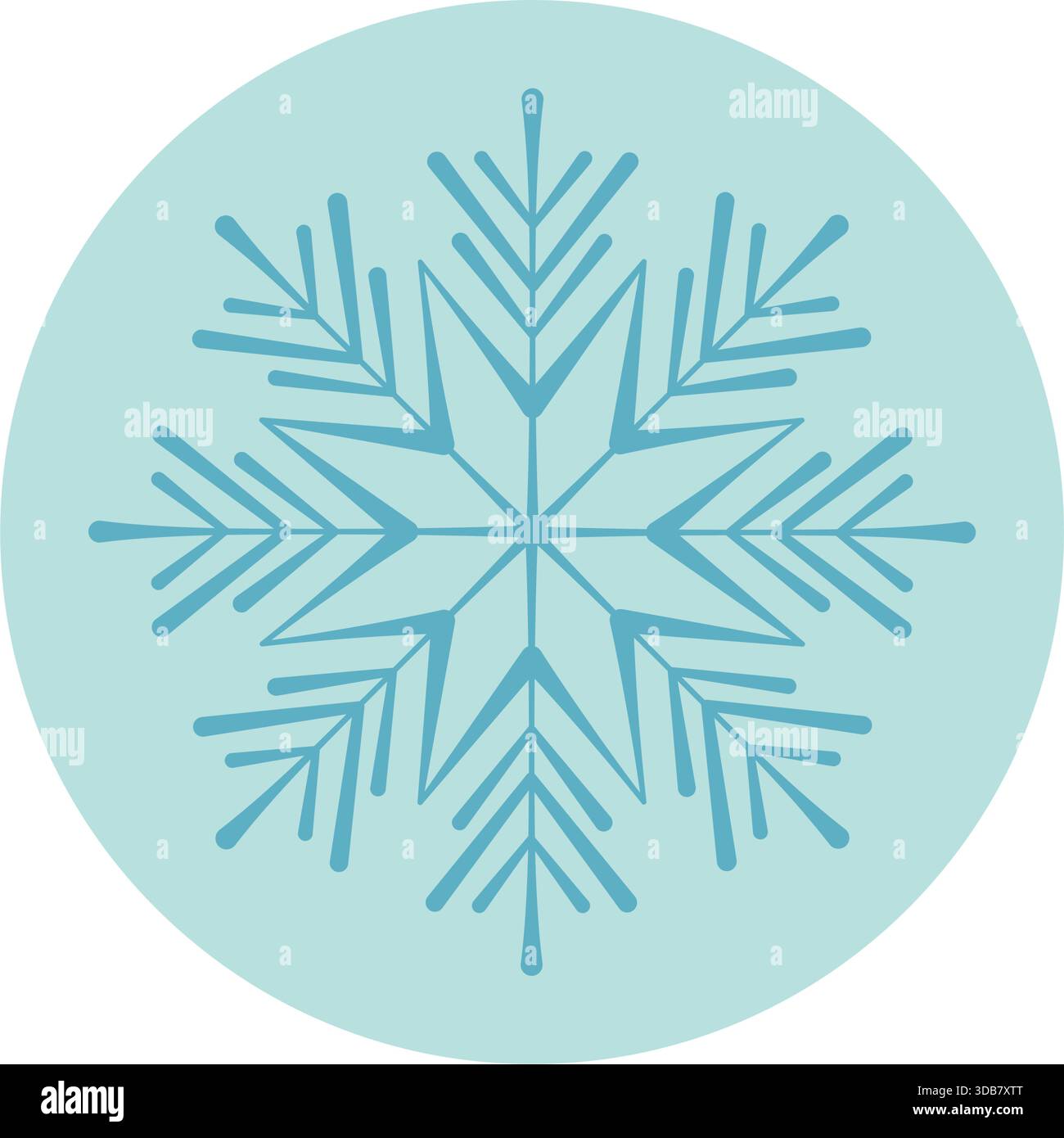 Blue Circle Sticker Snowflake Outline Icon Stock Vector