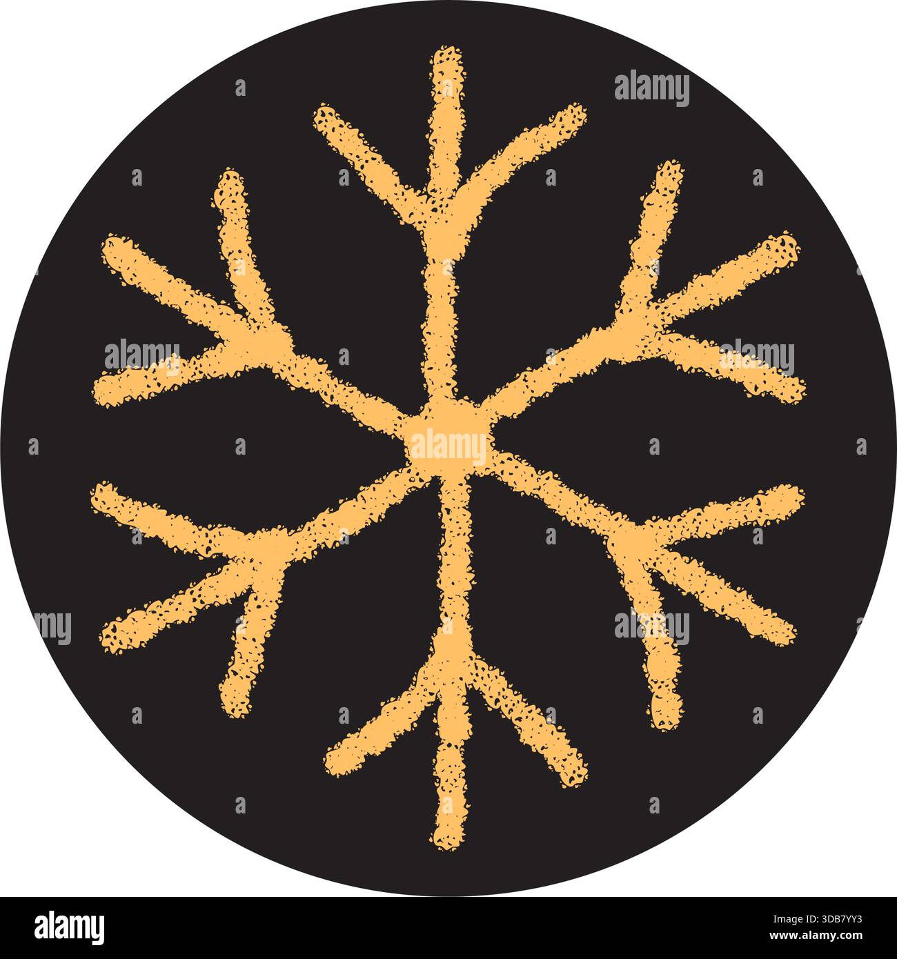 Yellow Crayon Snow Flake Sticker Icon Stock Vector