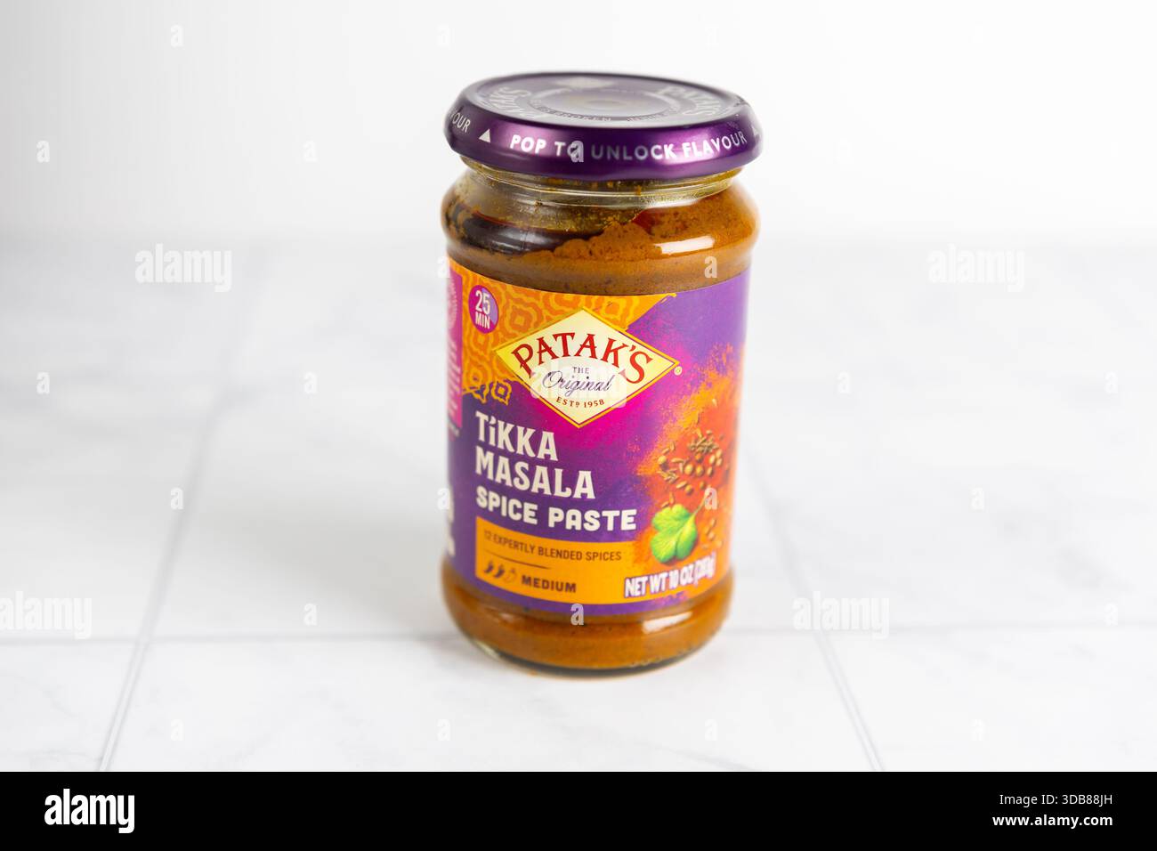 A jar of Patak's Tikka Masala spice paste Stock Photo