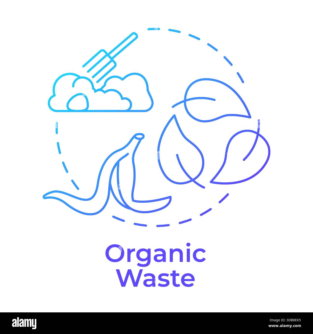 Organic waste blue gradient concept icon Stock Vector