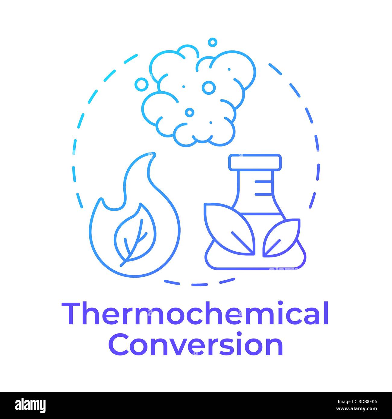 Thermochemical conversion blue gradient concept icon Stock Vector