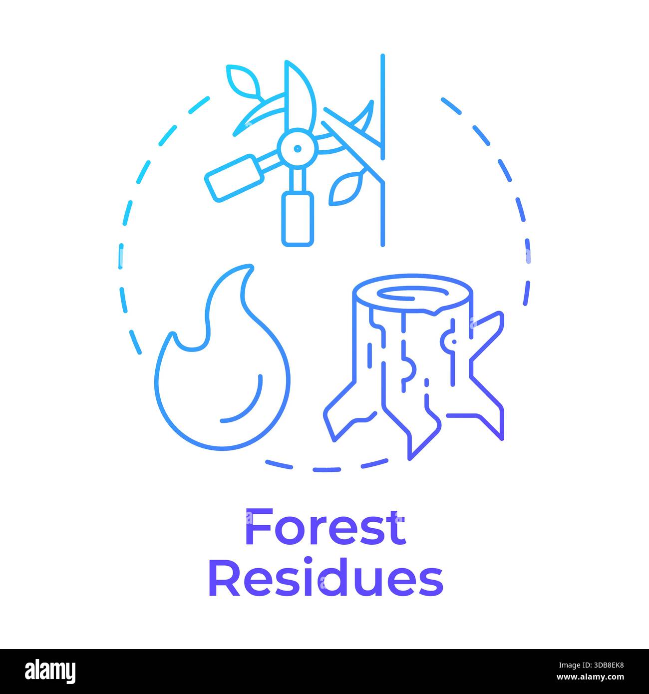 Forest residues blue gradient concept icon Stock Vector