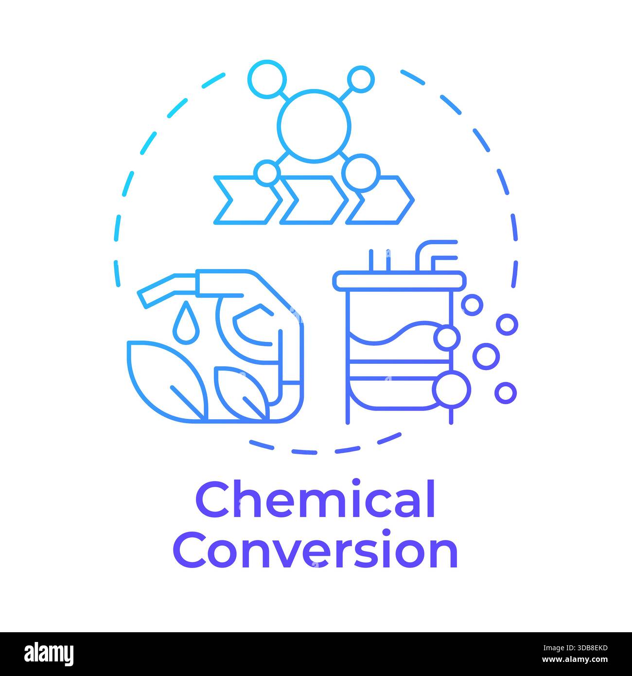 Chemical conversion blue gradient concept icon Stock Vector