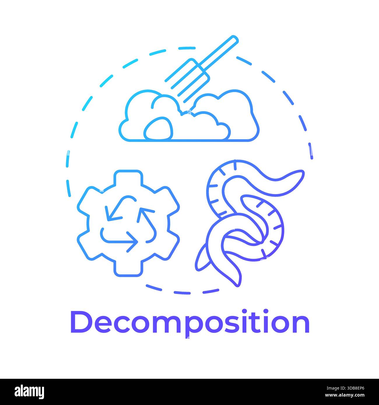 Decomposition blue gradient concept icon Stock Vector